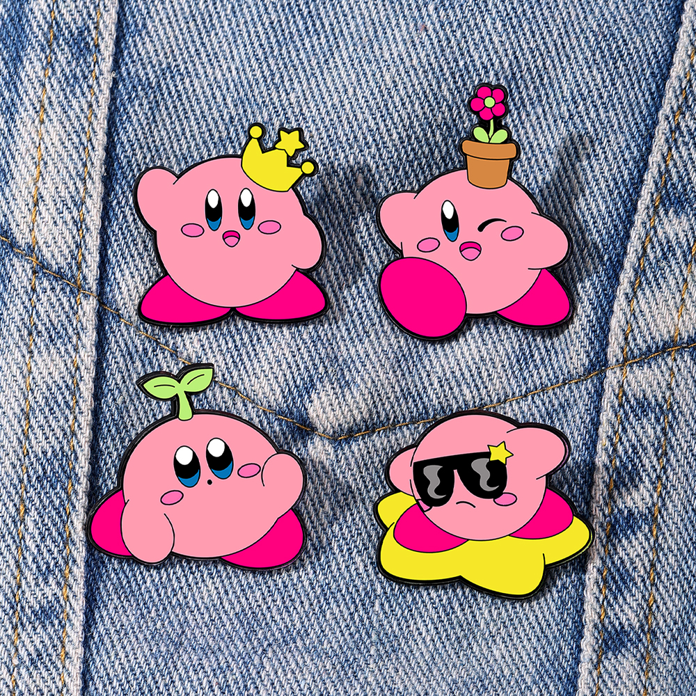 Enamel Pin Set - 4pcs Kirby Enamel Lapel Pins Set