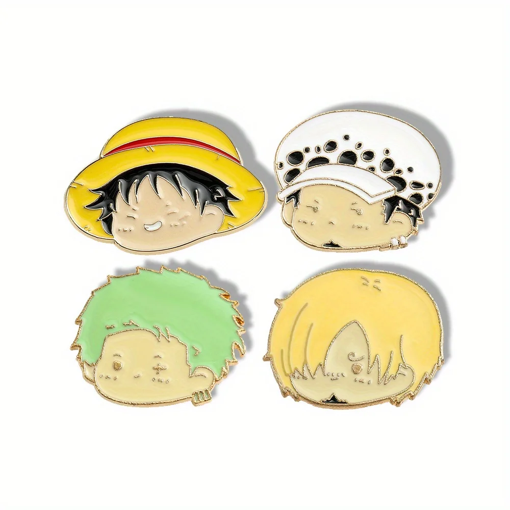 Enamel Pin Set - 4 Pcs Anime Character Brooch Simple